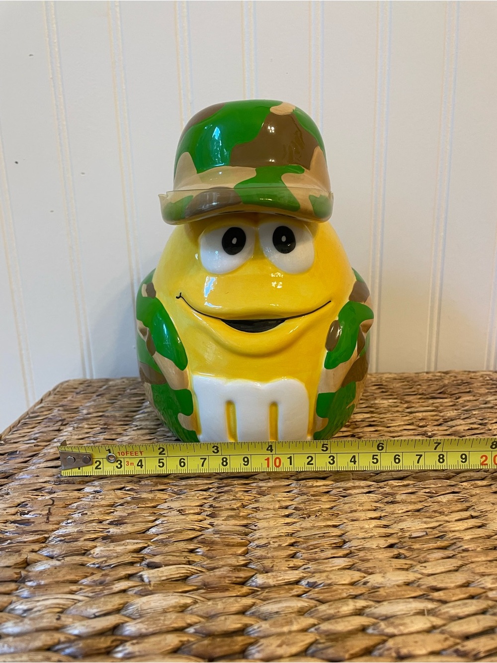 NWOB-M&M'S Yellow Camouflage Ceramic Candy Jar